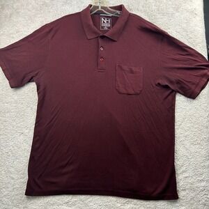 North Hudson Solid Polo XL Burgundy Performance Pocket Classic Golf Dadcore